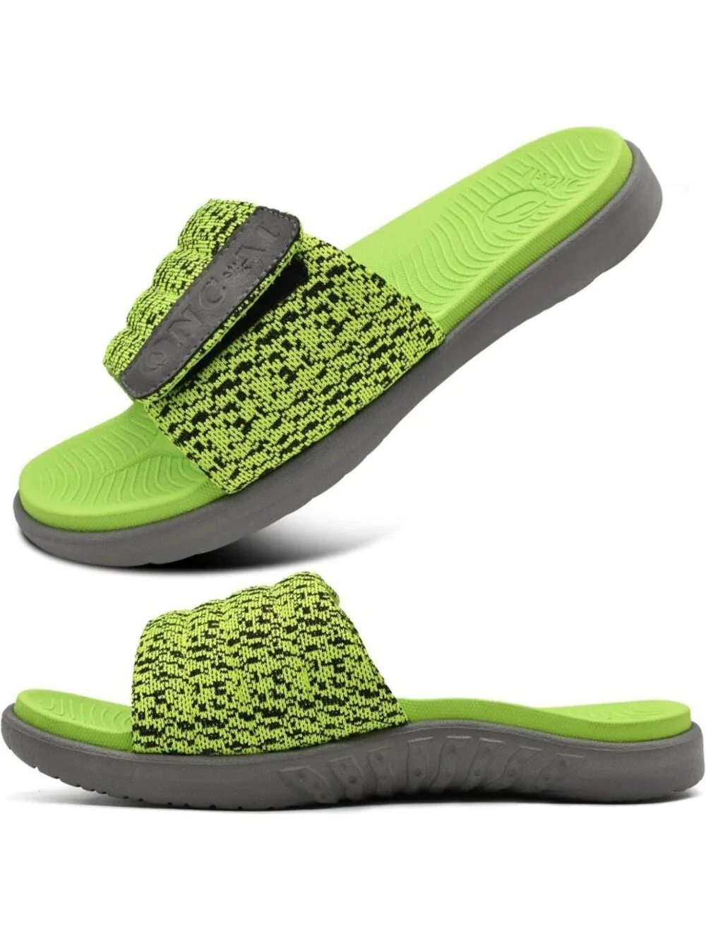 Men's Green Arch Support Sport Slides Open Toe Adjustable Orthotic Sandal Shoes